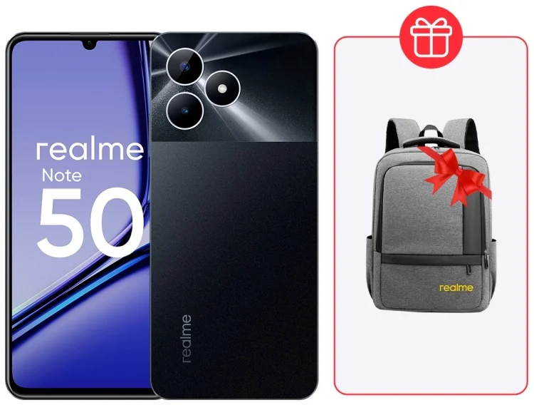 Смартфон Realme Note 50 3/64Gb Midnight Black + Подарок Рюкзак Realme Grey купить,NaN
