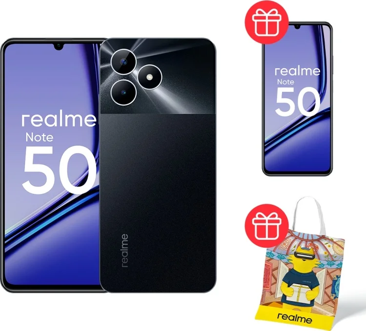 Смартфон Realme Note 50 4/256Gb Midnight Black + Подарок Cмартфон Realme Note 50 4/256Gb Midnight Black + Шопер Realme