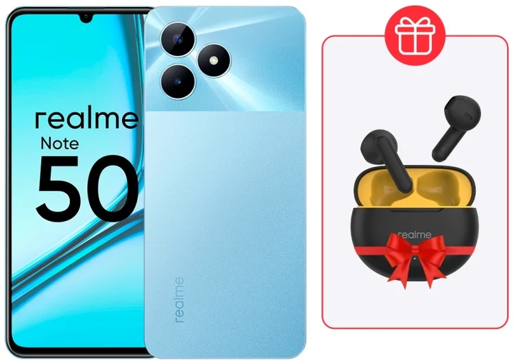 Смартфон Realme Note 50 4/128Gb Sky Blue + Подарок Наушники Realme Buds T01 Black купить,NaN