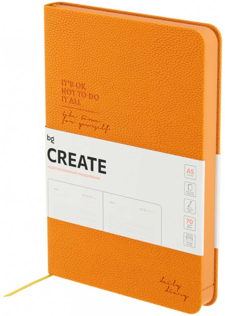 Ежедневник BG Create, A5, 136 л, оранжевый купить,NaN