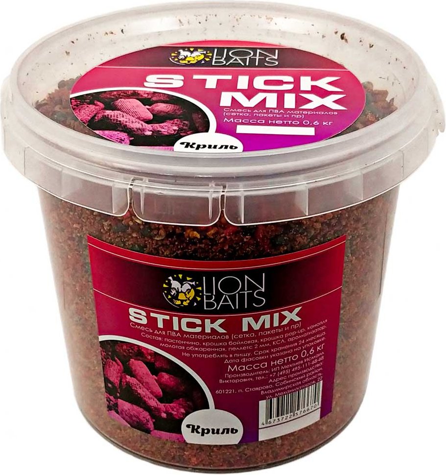 Прикормка Lion Baits Stick mix ведро LBSM-014 Криль 0.6 кг купить,NaN