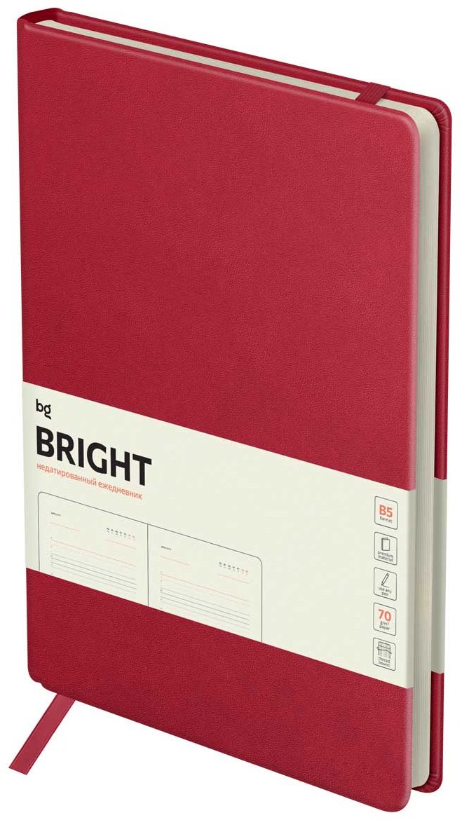 Ежедневник BG Bright, B5, 136 л, красный купить,NaN