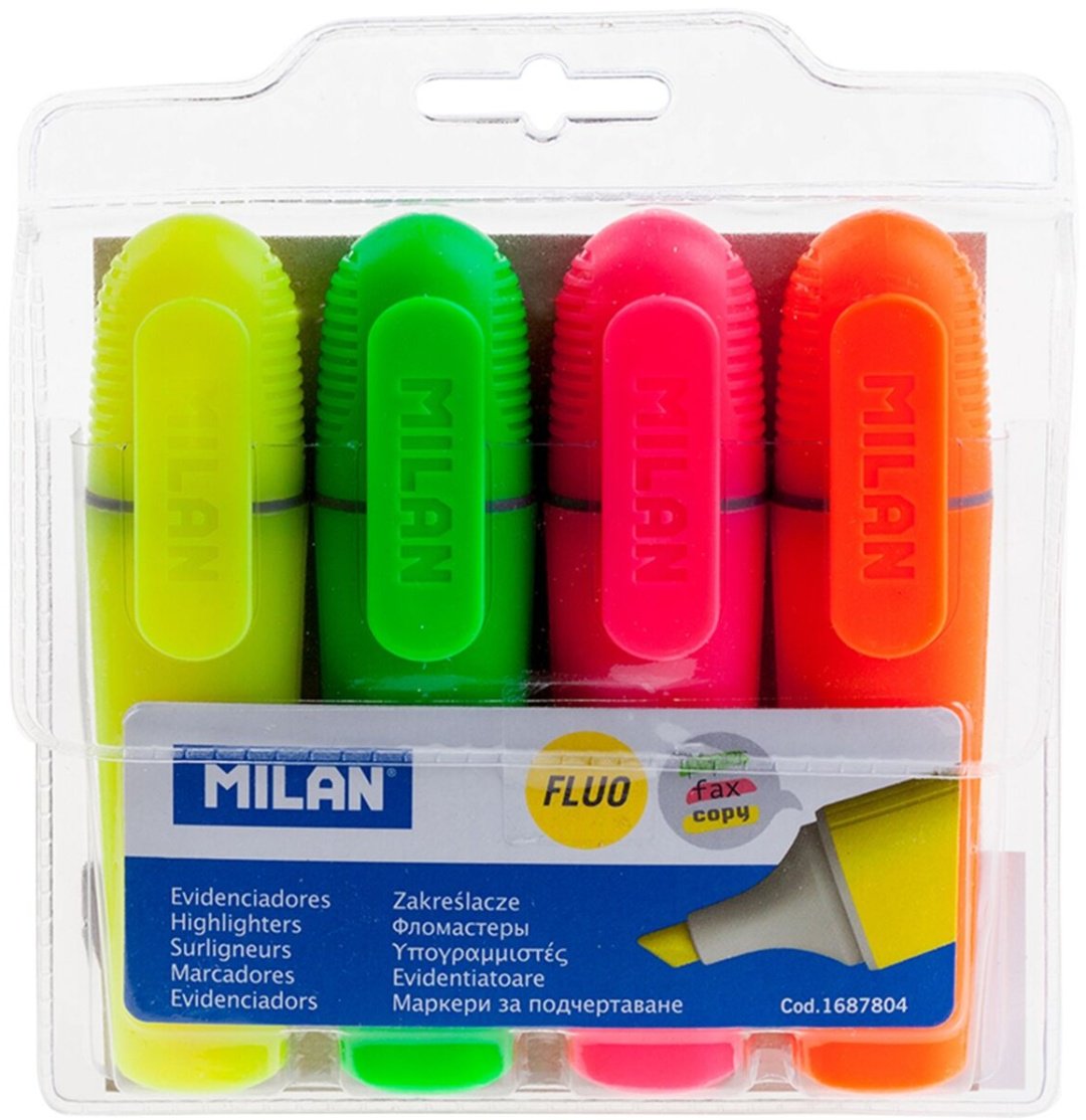 Маркер Milan Fluo 1687804, 4 шт, 5 мм, мультиколор купить,NaN