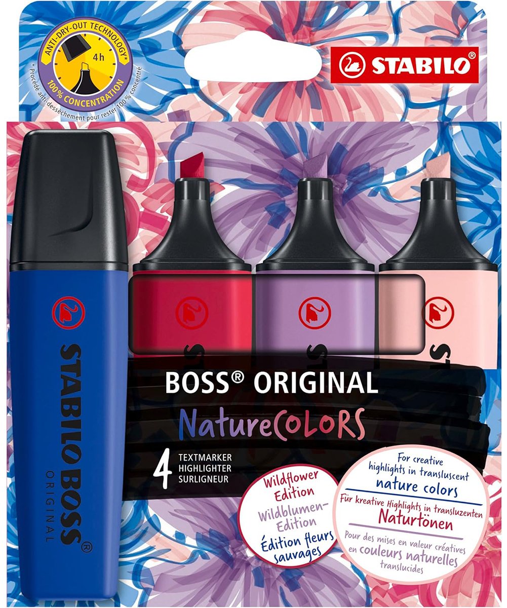 Маркер STABILO Boss Wildflower Edition, 4 шт, 2 мм, мультиколор купить,NaN