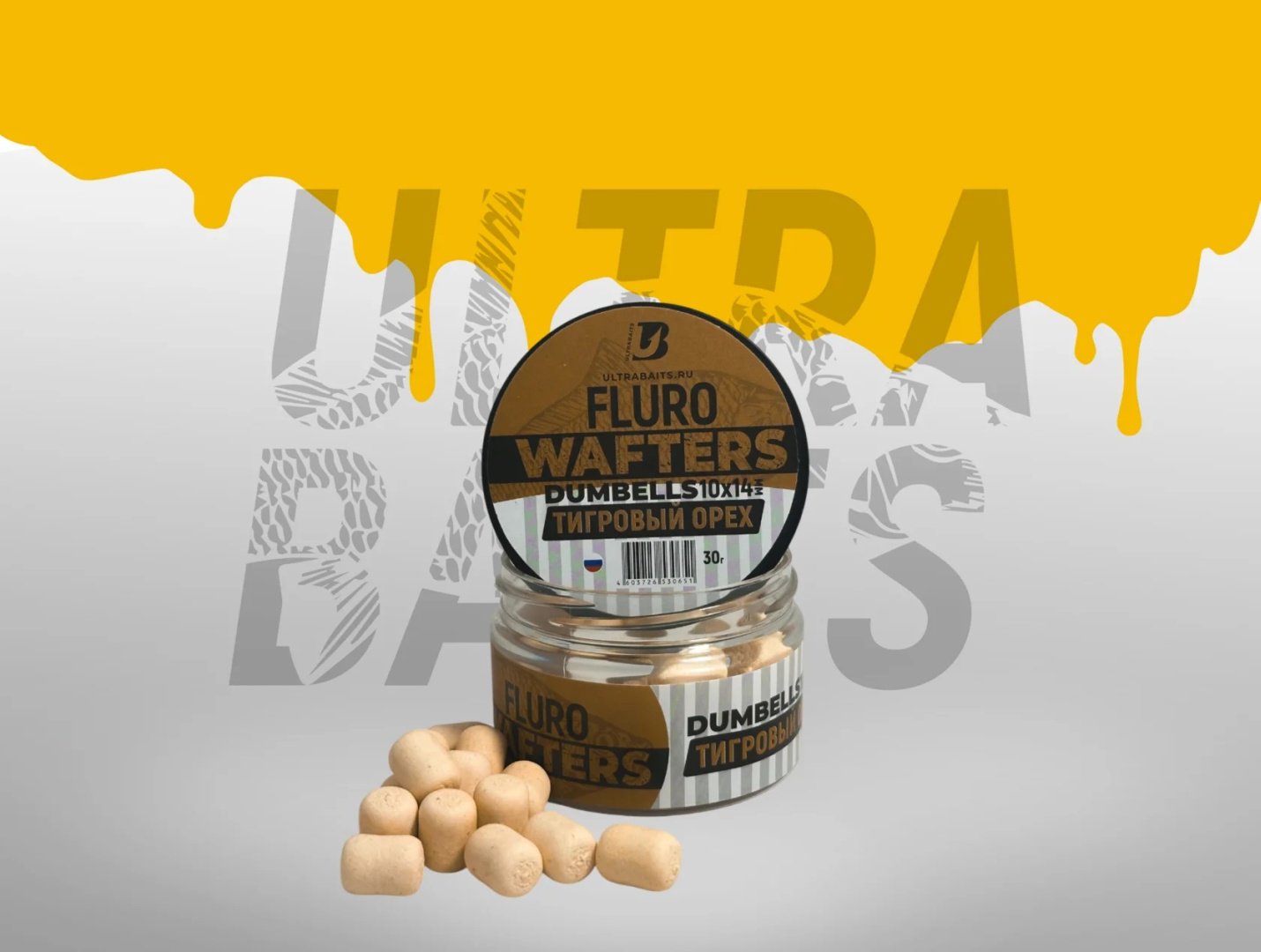 Прикормка ULTRABAITS дамбелсы WAFTERS 10*14мм Тигровый орех 0.03 кг купить,NaN