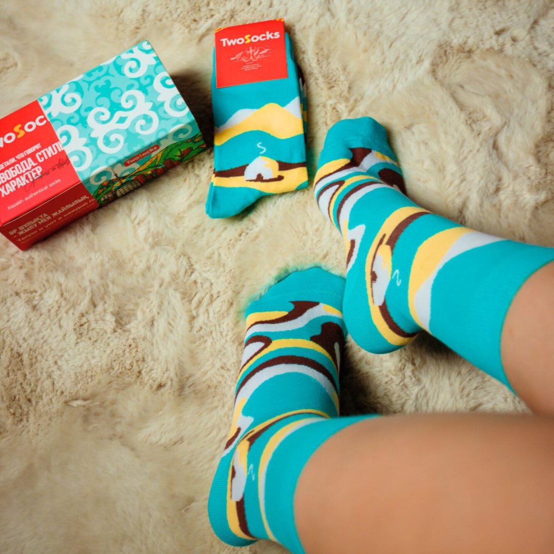 Носки TwoSocks 1 пара мультиколор, бирюзовый 38-42 купить,NaN
