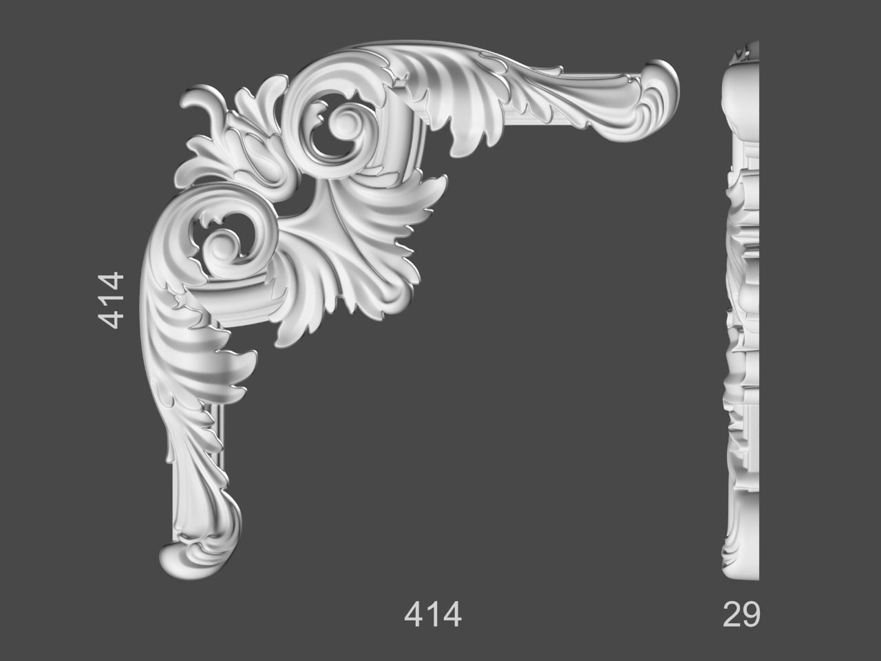 Угловая вставка для молдинга Decor-Dizayn У18-М2 резной 414х414х29 мм купить,NaN