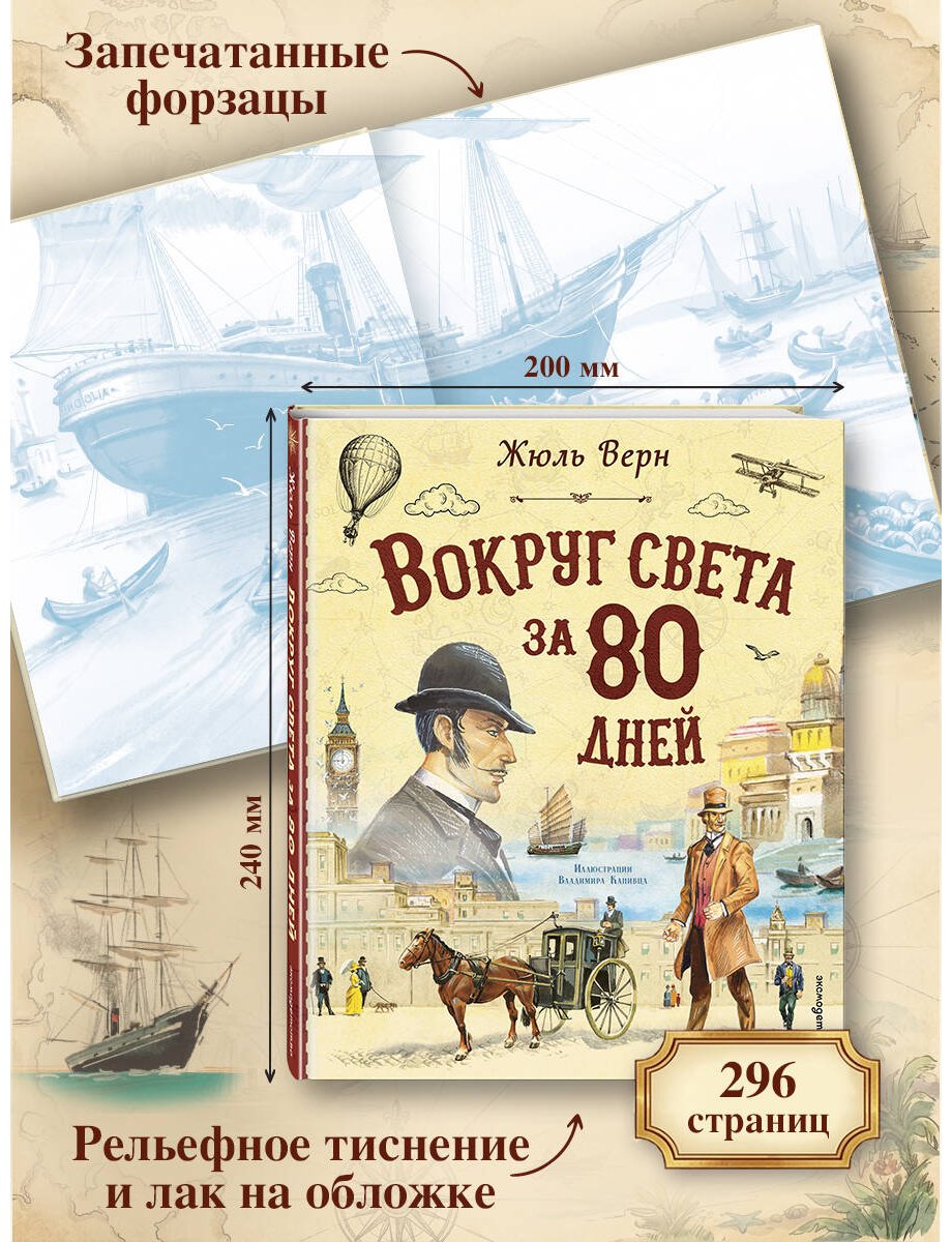 Книга Верн Ж.: Вокруг света за 80 дней (илл. В. Канивца) купить,NaN