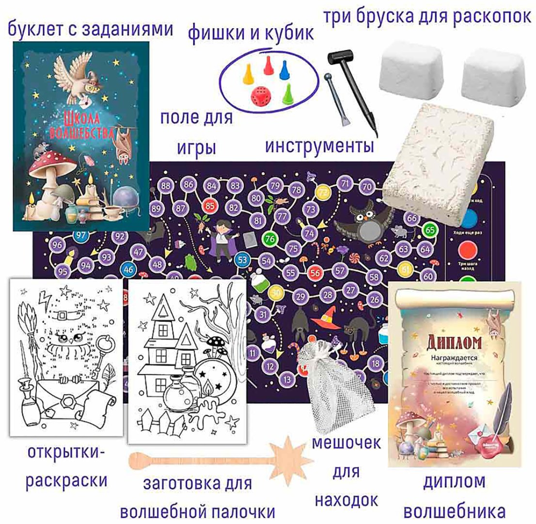Проведение раскопок Раскопки 3 в 1 "Школа волшебства" купить,NaN