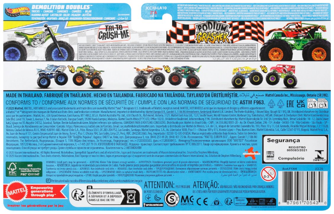 Внедорожник Hot Wheels Tri-To-Crush-Me & Podium Crasher мультиколор купить,NaN