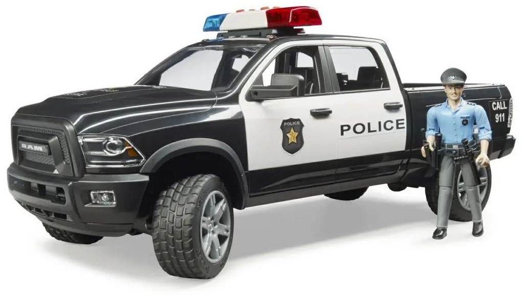 Полицейская машина Bruder RAM 2500 с фигуркой черный, белый купить,NaN
