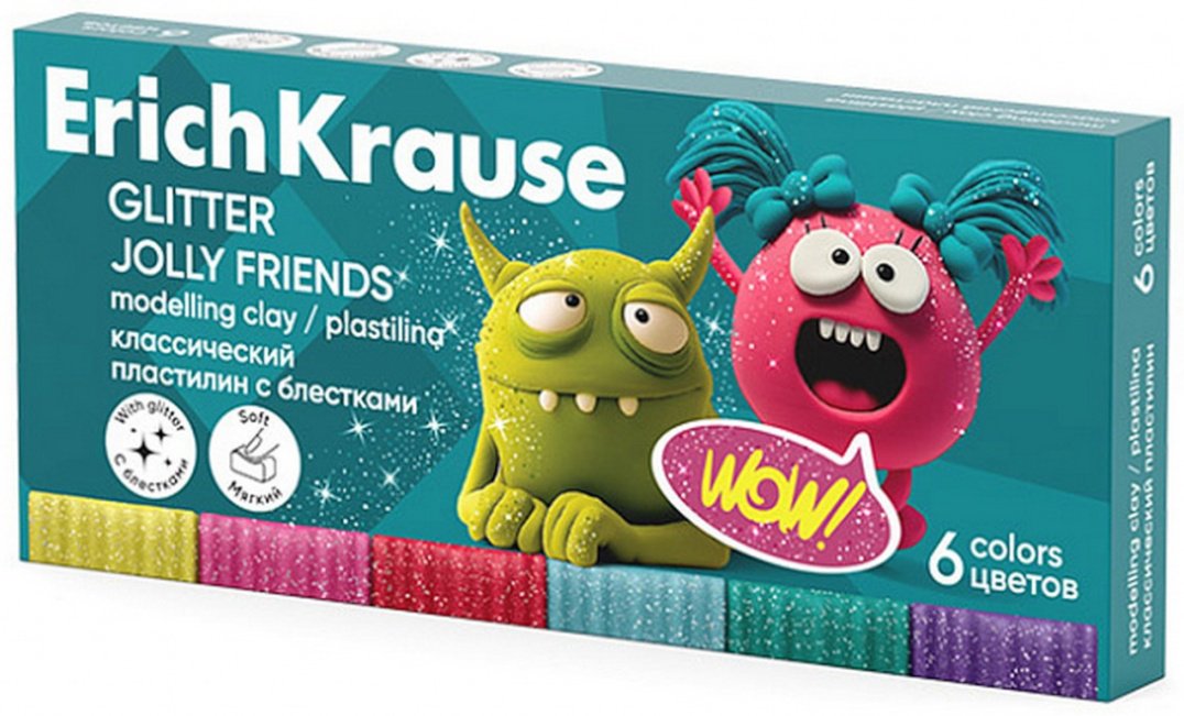 Классический Erich Krause Jolly Friends Glitter с блестками количество цветов: 6 шт купить,NaN