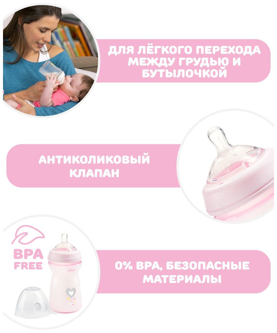Бутылочка Chicco 00081335100000 330 мл розовый купить,NaN