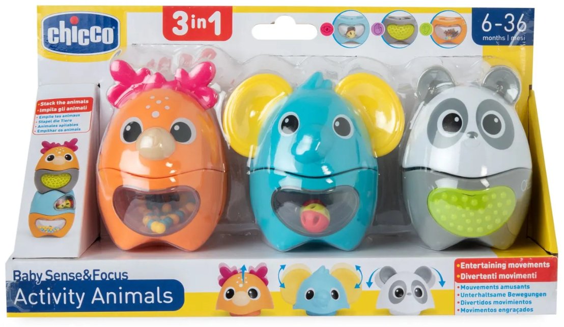 Пирамидка Chicco 3 в 1 “Весёлые животные” купить,NaN