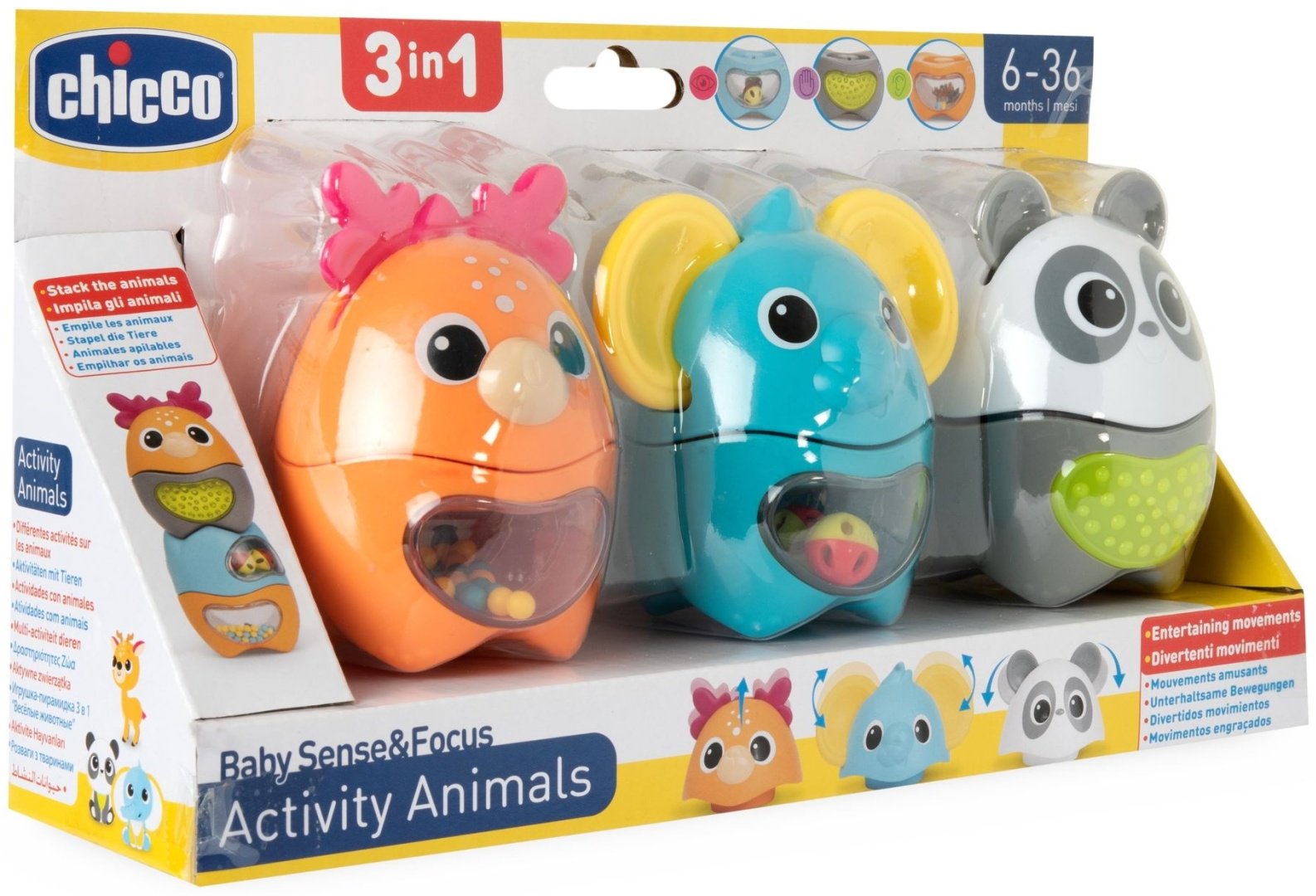 Пирамидка Chicco 3 в 1 “Весёлые животные” купить,NaN