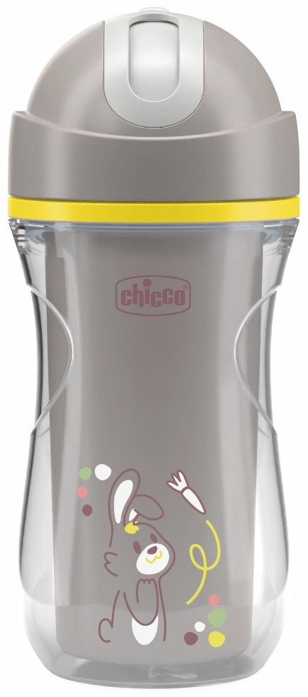 Поильник с трубочкой Chicco, 266 мл, серый купить,NaN