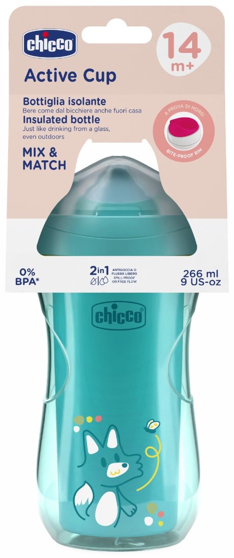 Термочашка Chicco, 266 мл, бирюзовый купить,NaN