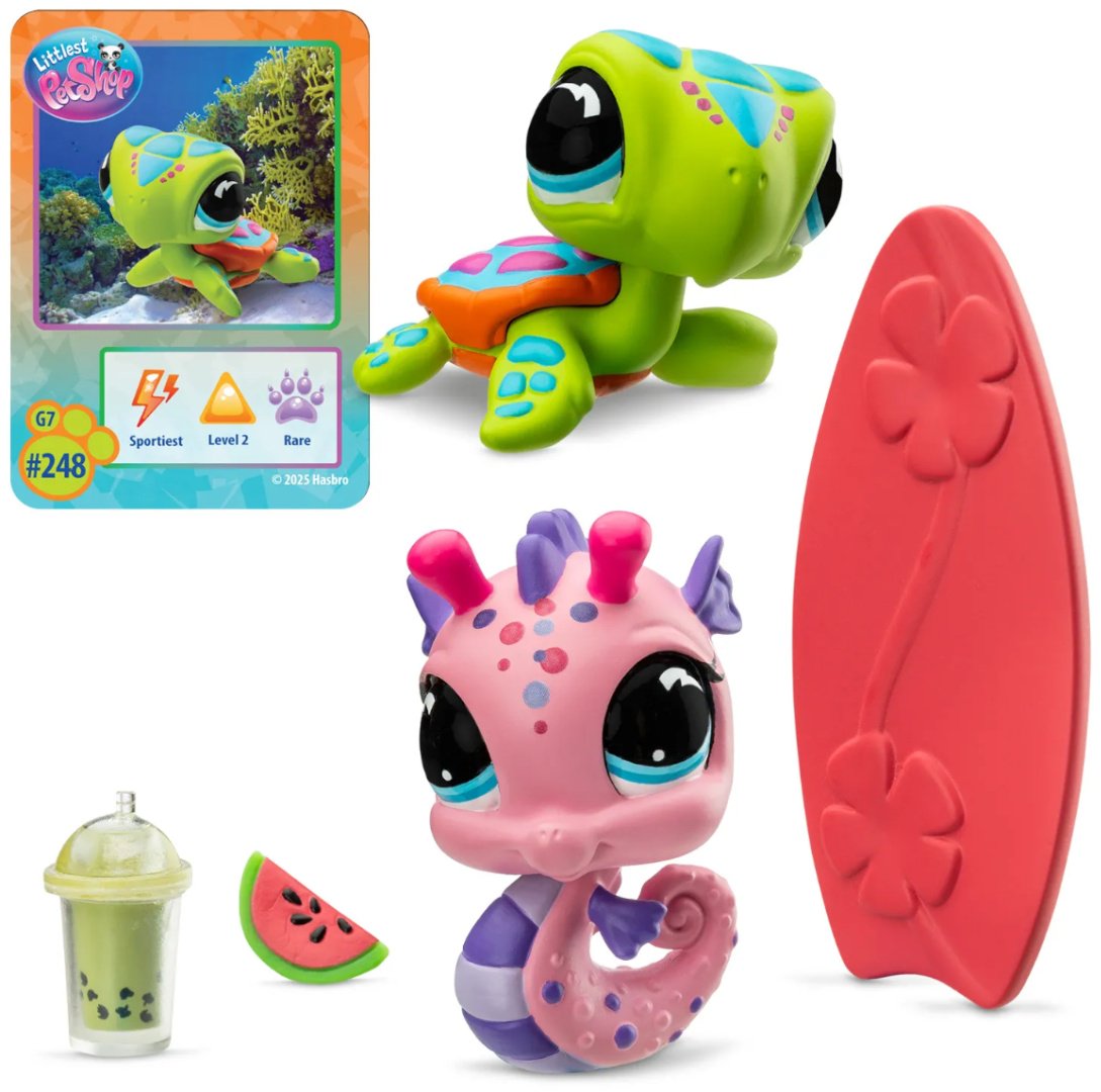 Набор Littlest Pet Shop Пара друзей Пляжные приключения (Морской конек и Черепашка) купить,NaN