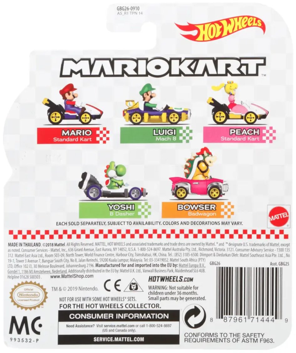 Машина Hot Wheels Mario Kart GBG25/GBG26 мультиколор купить,NaN