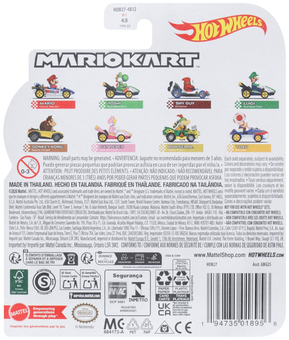Машина Hot Wheels Mario Kart GBG25/HDB27 мультиколор купить,NaN