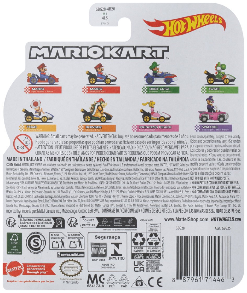 Машина Hot Wheels Mario Kart GBG25/GBG28 мультиколор купить,NaN