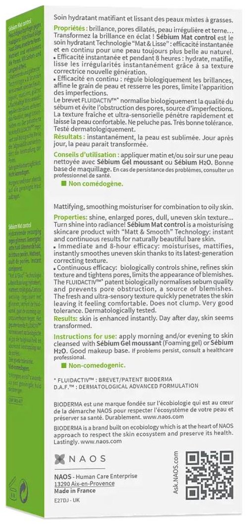 Bioderma крем Sebium матовый для лица 30 мл купить,NaN