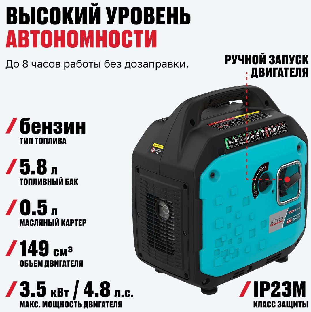 Электростанция бензиновая ALTECO 2.7 кВт 1 (220 В), AEG 3700i MS 94278 купить,NaN