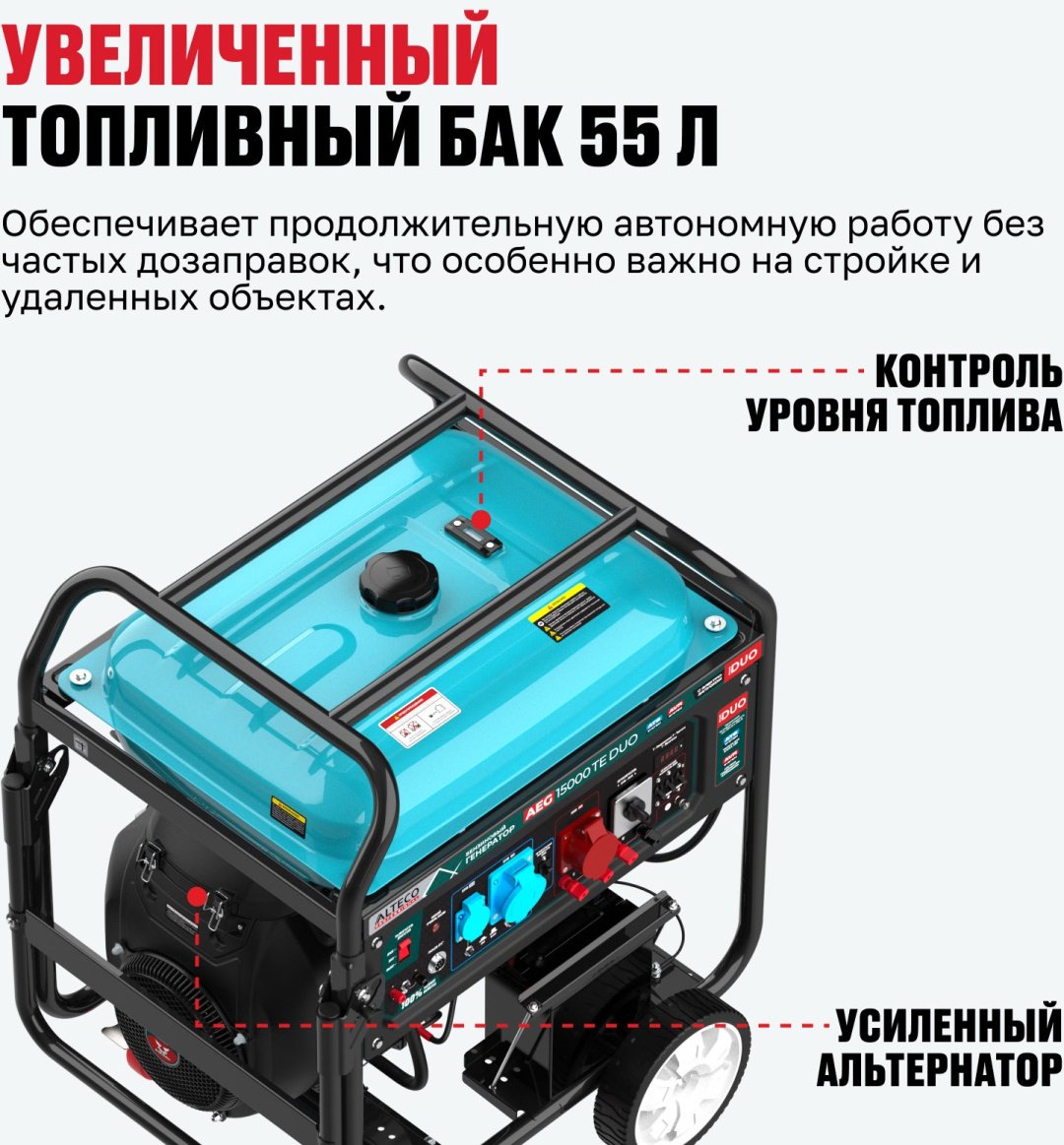 Электростанция бензиновая ALTECO 10 кВт 3 (400/230 В), AEG 15000 TE DUO 97251