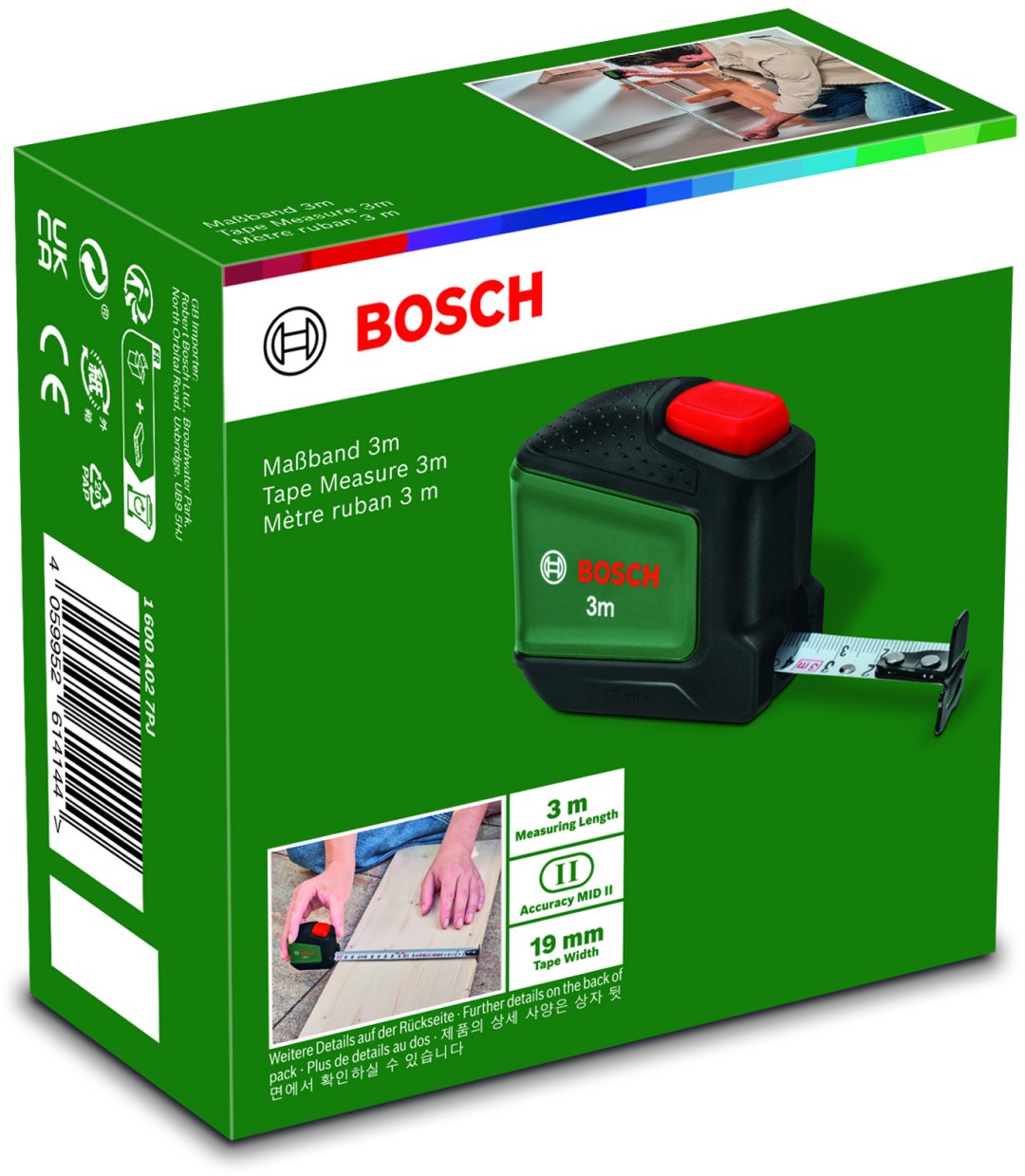 Bosch рулетка бытовая 1600A027PJ, 3 м х 19 мм