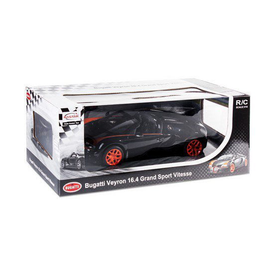 Машинка Rastar Bugatti Grand Sport Vitesse 70400OB 1:14 черно-оранжевая купить,NaN