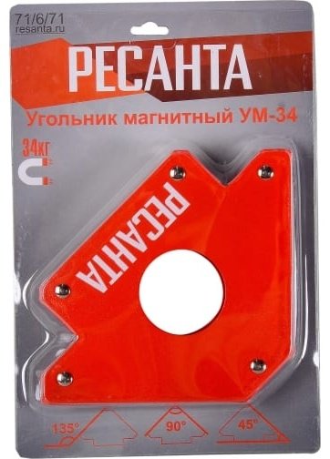 Магнитный угольник Ресанта УМ-34, 1 шт
