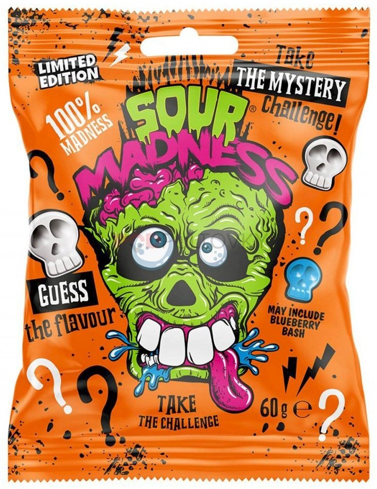 Конфеты леденцы Madness Sour Mystery с очень кислым вкусом 60 г купить,NaN