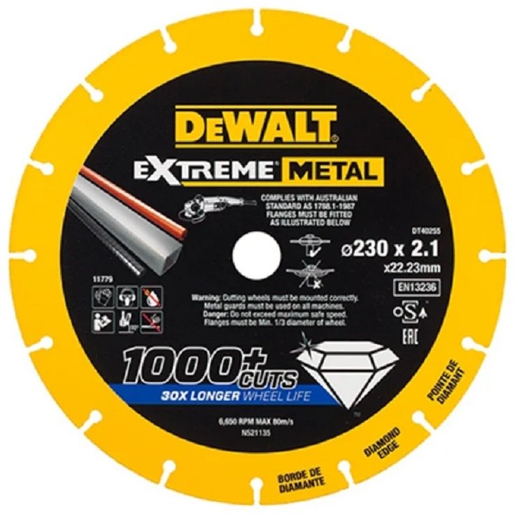 Диск отрезной алмазный 230x22.23х2.1 мм, DeWALT DT40255