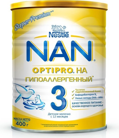 Nestlé NAN-3 Гипоаллергенный 3 с 1 года 400 г купить,NaN