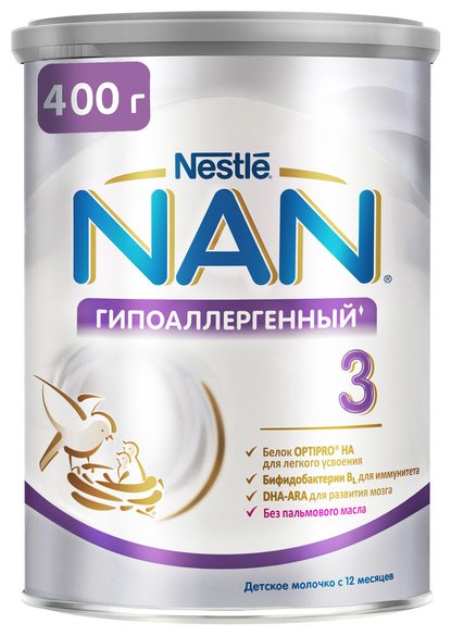 Nestlé NAN-3 Гипоаллергенный 3 с 1 года 400 г купить,NaN