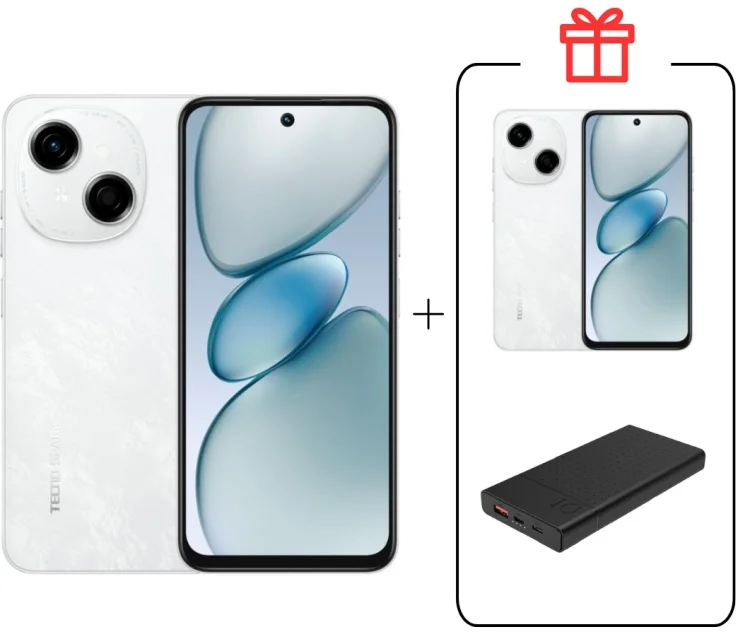 Смартфон Tecno Spark Go 1 4/128Gb Glittery White + Подарок Смартфон Tecno Spark Go 1 4/128Gb Glittery White + Внешний аккумулятор Astero 10 PD 10000мАч Black купить,NaN