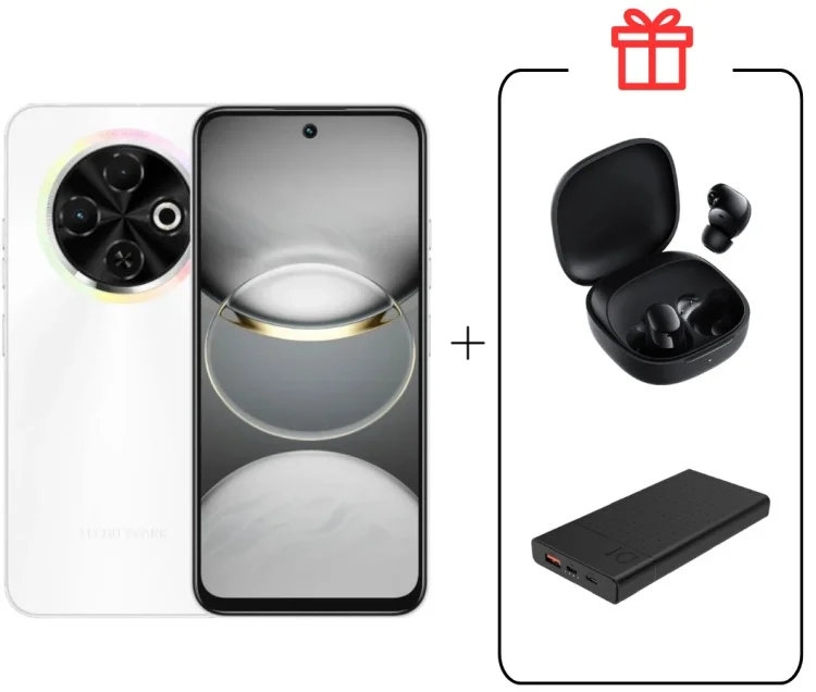 Смартфон Tecno Spark 30C 8/256Gb Orbit White + Подарок Внешний аккумулятор Astero 10 PD 10000мАч Black + Подарок Наушники Buds 6 Play Black купить,NaN