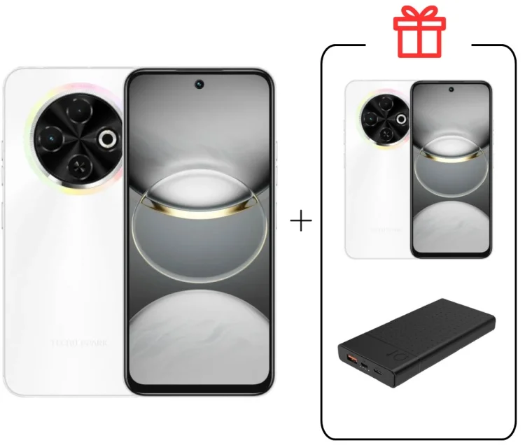 Смартфон Tecno Spark 30C 8/256Gb Orbit White + Смартфон Tecno Spark 30C 8/256Gb Orbit White + Подарок Внешний аккумулятор Astero 10 PD 10000мАч Black купить,NaN