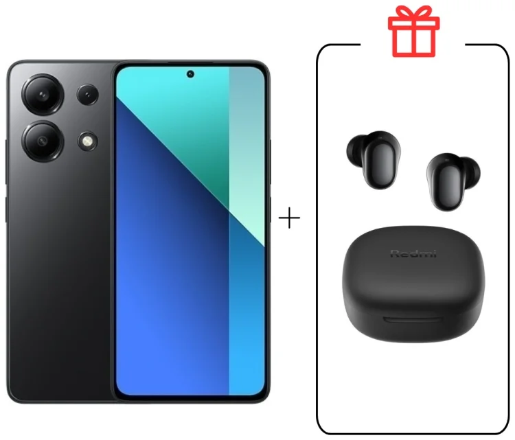 Смартфон Xiaomi Redmi Note 13 4G 6/128Gb Midnight Black + Подарок Наушники Redmi Buds 6 Play Black купить,NaN