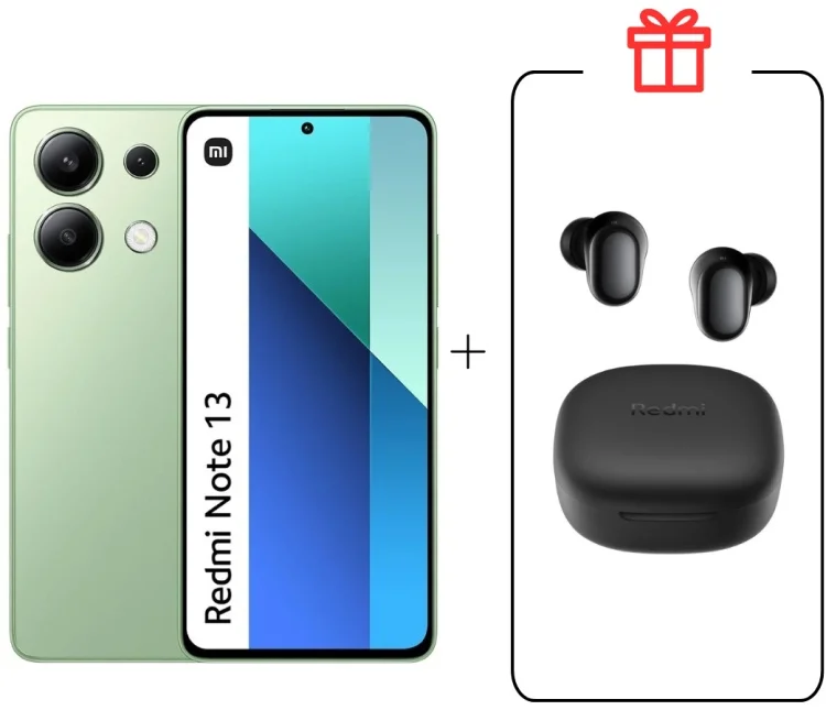 Смартфон Xiaomi Redmi Note 13 4G 6/128GB Mint Green + Подарок Наушники Redmi Buds 6 Play Black