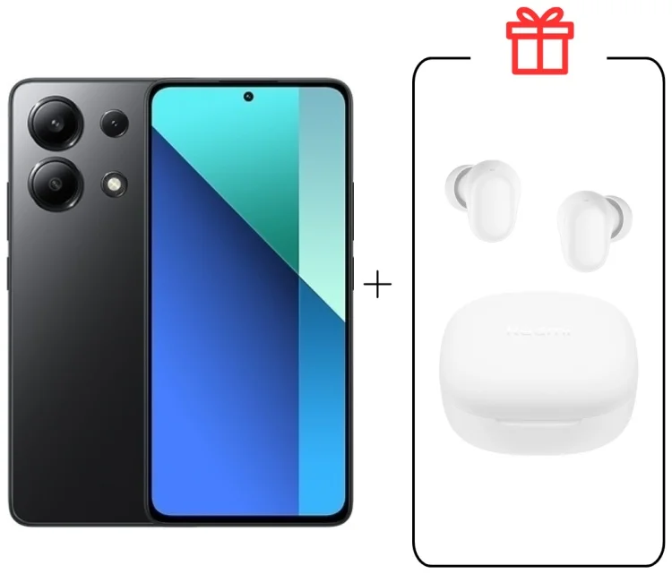 Смартфон Xiaomi Redmi Note 13 4G 8/512Gb Midnight Black + Подарок Наушники Redmi Buds 6 Play White
