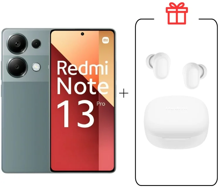 Смартфон Xiaomi Redmi Note 13 Pro 4G 8/256Gb Forest Green + Подарок Наушники Xiaomi Redmi Buds 6 Play White