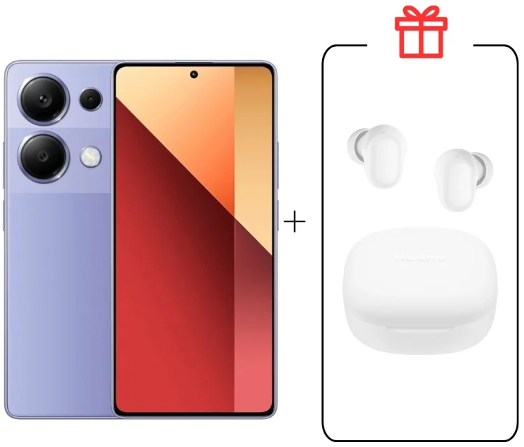 Смартфон Xiaomi Redmi Note 13 Pro 4G 8/256Gb Lavender Purple + Подарок Наушники Redmi Buds 6 Play White купить,NaN