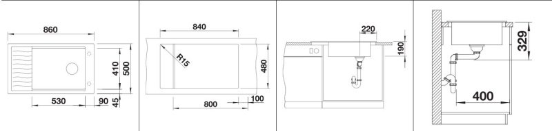 Кухонная мойка Blanco Elon XL 8S (527255) 86х50х19 см, искусственный гранит, тон вулканический серый купить,269808