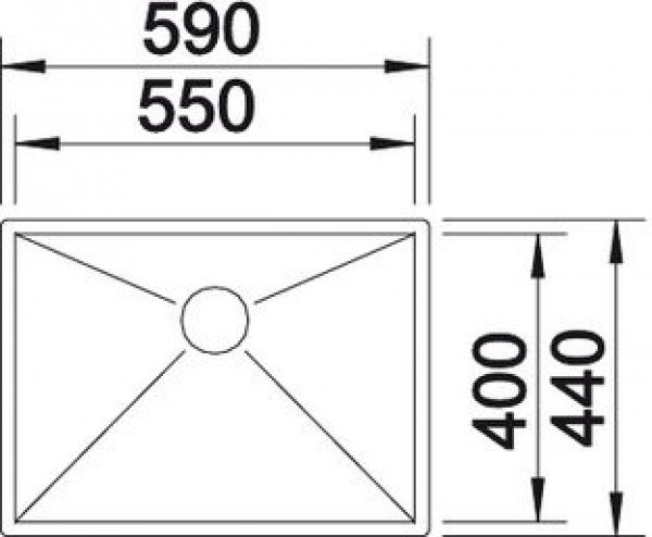 Кухонная мойка Blanco Zerox 550-U (521591) 59х44х17.5 см, нержавеющая сталь, тон серебристый металлик купить,NaN