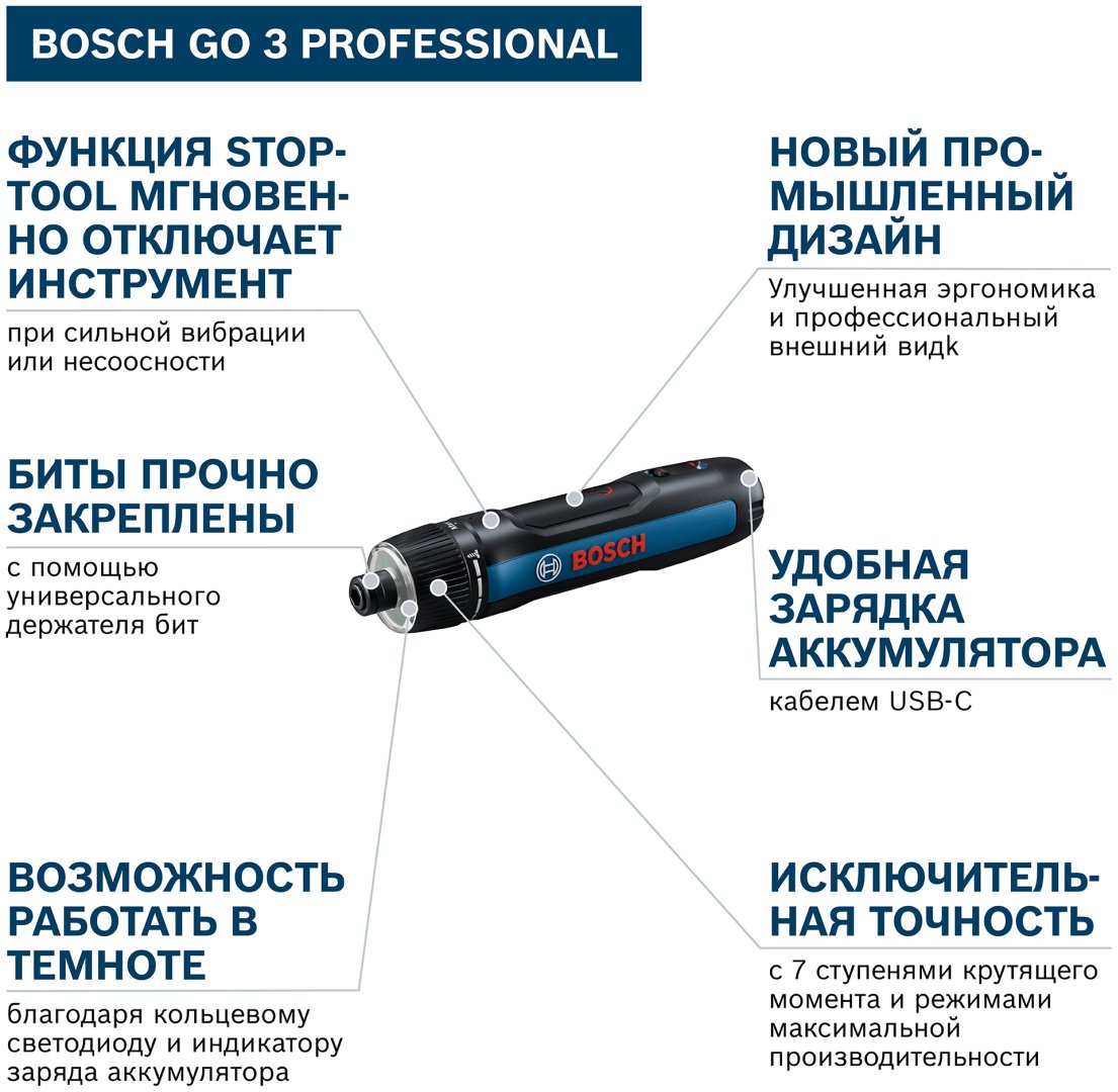 Аккумуляторная отвертка Bosch Go Professional, 06019H2201 купить,NaN