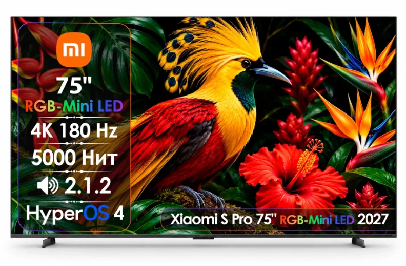 Телевизор 75" (191 см) Xiaomi S Pro 2027 L75MD-SP RGB-Mini LED 4K UHD Black купить,NaN
