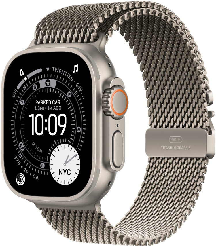 Смарт-часы Apple Watch Ultra 3 2025 GPS + Cellular 49 мм Rugged Titanium Case with Natural Titanium Milanese Loop - S