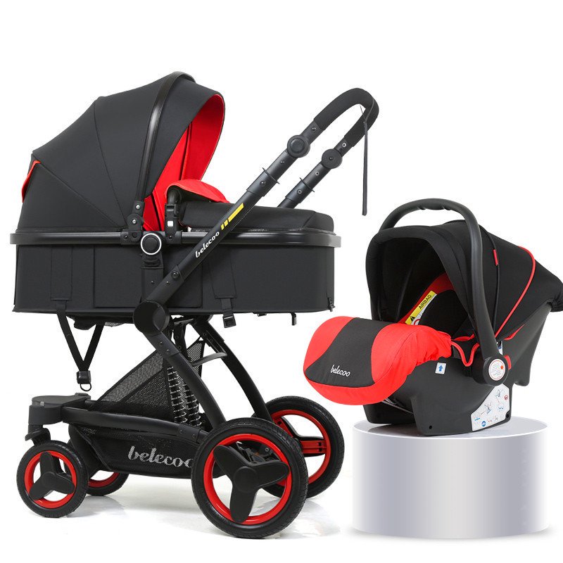Коляска-трансформер 3 в 1 Belecoo X6 Black-red купить,0