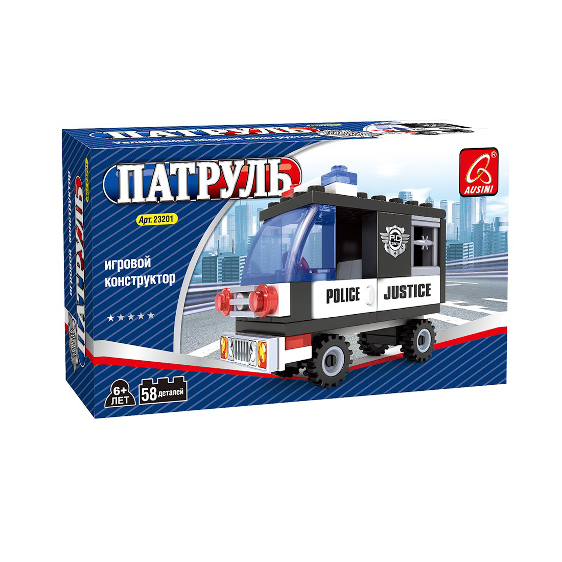 Конструктор Ausini Патруль Полицейский фургон 23201 58 предметов купить,NaN